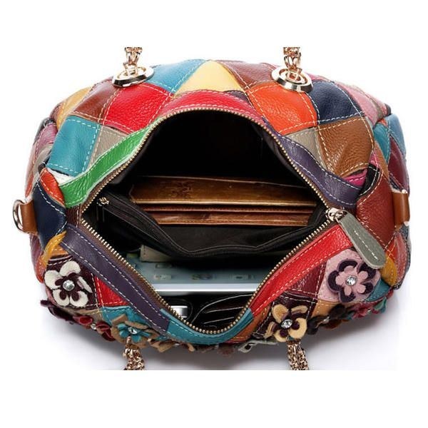 Dame Elegant Flower Patchwork Crossbody Taske Håndtaske