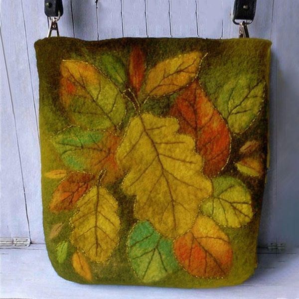 Dame Farverige Leaf Diy Lam Hårtaske Crossbody Bag Skuldertaske