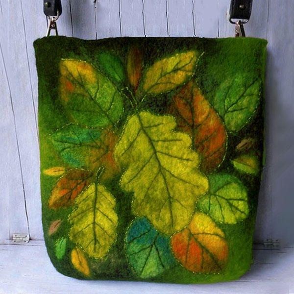 Dame Farverige Leaf Diy Lam Hårtaske Crossbody Bag Skuldertaske