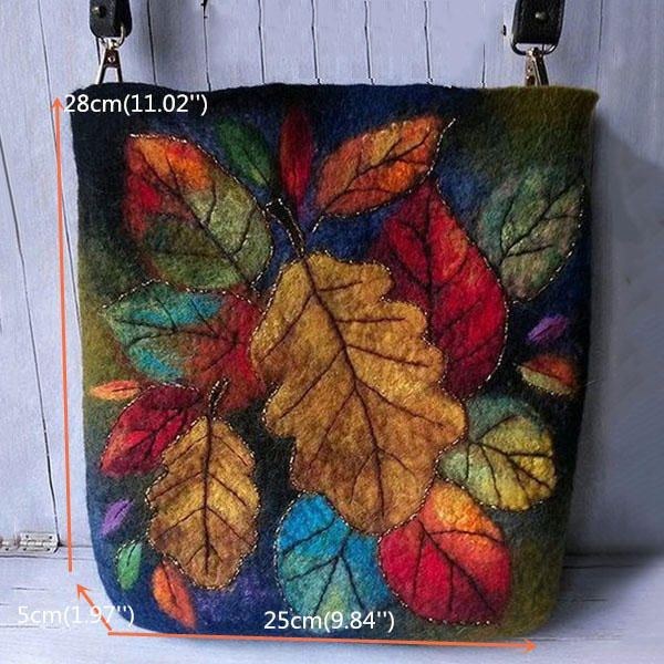 Dame Farverige Leaf Diy Lam Hårtaske Crossbody Bag Skuldertaske