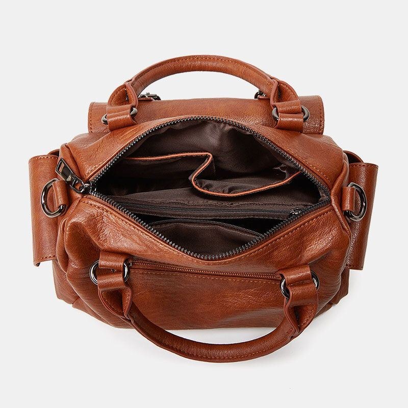 Dame Femtakkede Stjernevedhæng Large Capacoty Crossbody-taske Blødt Læder-skuldertaske Med Flere Lommer Håndtaske