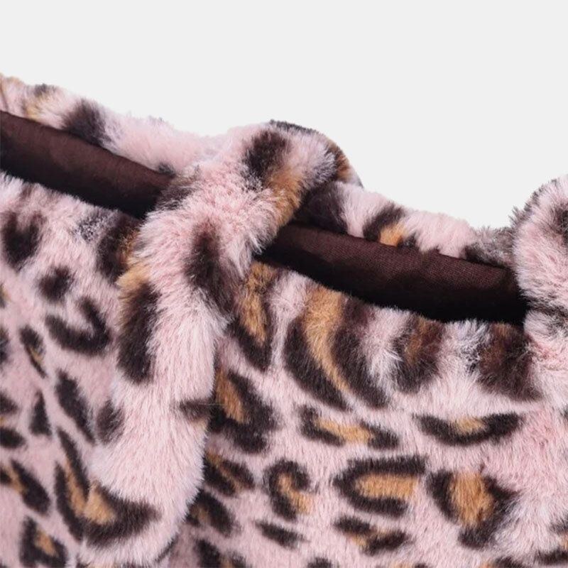 Dame Filt Blødt Leopardmønster Sød Afslappet Personlighed Skuldertaske Crossbody Taske