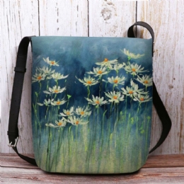 Dame Filt Blomster Mønster Prints Crossbody Bag Skuldertaske