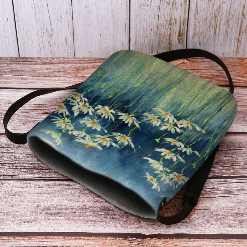 Dame Filt Blomster Mønster Prints Crossbody Bag Skuldertaske