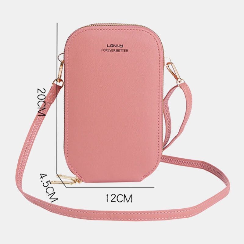 Dame Imiteret Læder Mode Touch Screen Mini Crossbody Taske Telefontaske