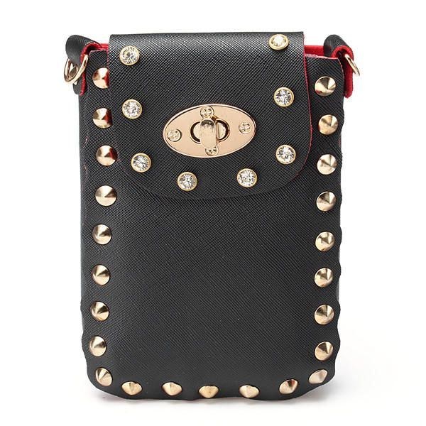 Dame Kædenitte Skuldertasker Lås 6.5 Tommer Telefontasker Case Crossbody Tasker