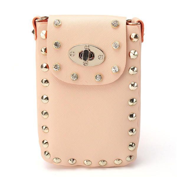 Dame Kædenitte Skuldertasker Lås 6.5 Tommer Telefontasker Case Crossbody Tasker