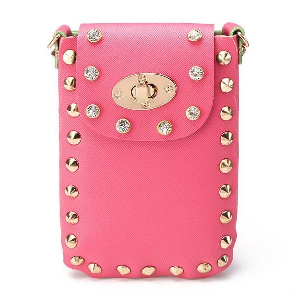 Dame Kædenitte Skuldertasker Lås 6.5 Tommer Telefontasker Case Crossbody Tasker