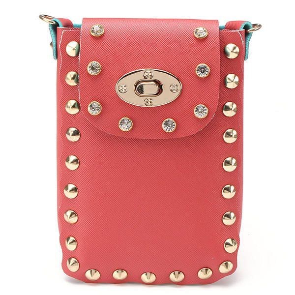 Dame Kædenitte Skuldertasker Lås 6.5 Tommer Telefontasker Case Crossbody Tasker