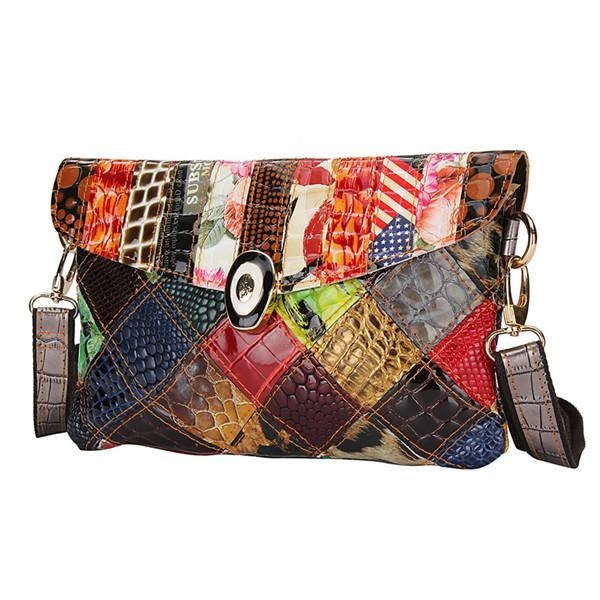 Dame Kontrastfarve Skuldertasker Vintage Crossbody Tasker Dame Elegante Messenger Tasker