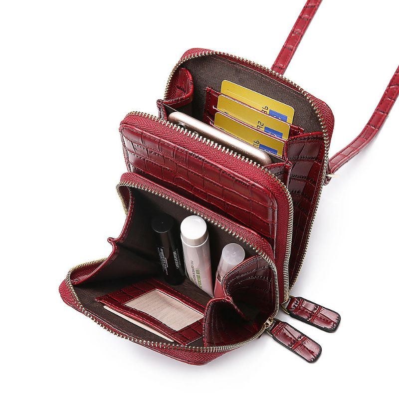 Dame Krokodillemønster Multi-card Slots Taske Telefon Taske Crossbody Taske