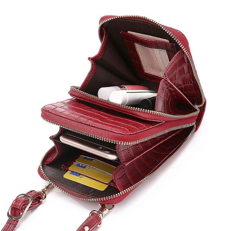 Dame Krokodillemønster Multi-card Slots Taske Telefon Taske Crossbody Taske