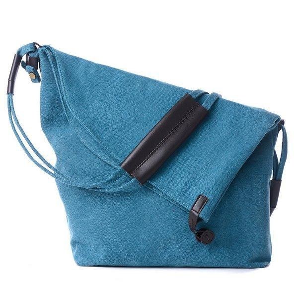 Dame Lærredstasker Casual Sort Buttom Skuldertasker Crossbody Tasker