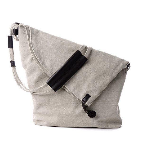 Dame Lærredstasker Casual Sort Buttom Skuldertasker Crossbody Tasker