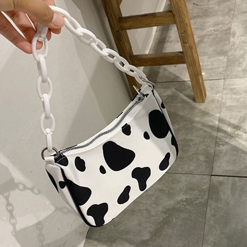 Dame Mælkemønster Kæde Skulder Crossbody Taske