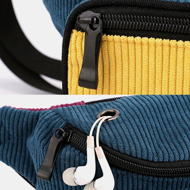 Dame Mænd Mode Flerfarvet Taljetaske Skuldertaske Brysttaske Crossbody-taske Med Hovedtelefonport