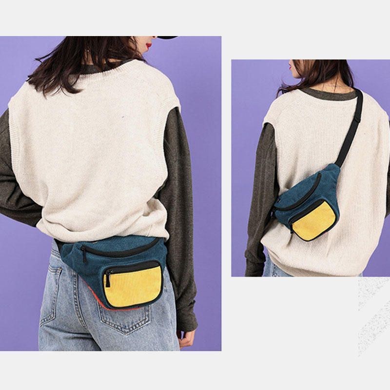 Dame Mænd Mode Flerfarvet Taljetaske Skuldertaske Brysttaske Crossbody-taske Med Hovedtelefonport