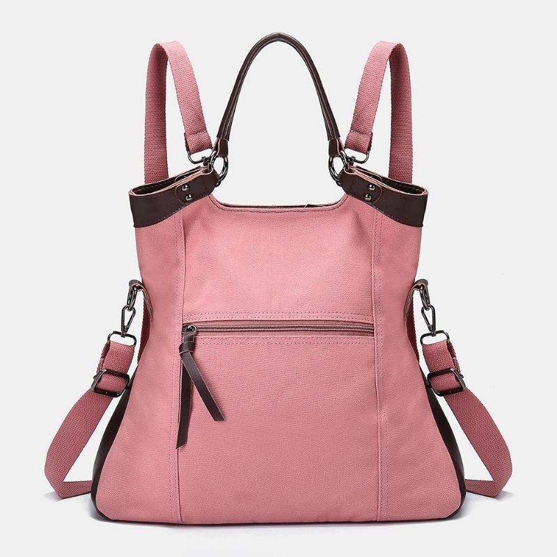 Dame Mænd Multifunktion Canvas Crossbody Taske Rygsæk