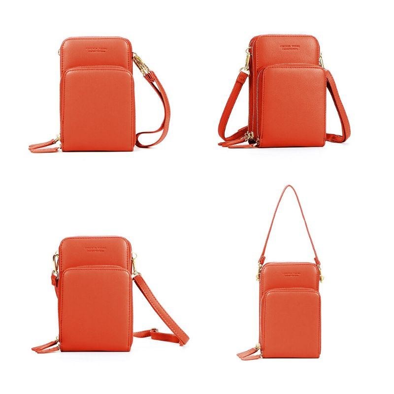 Dame Massivt Imiteret Læder Muti-lomme Clutches Taske Kort Taske Telefon Taske Crossbody Taske Stor Kapacitet