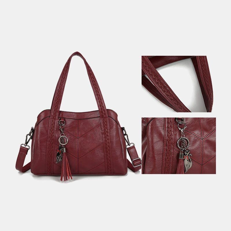 Dame Med Flere Lommer Flere Rum Kvast Crossbody-taske Retro Stor Kapacitet Tote Skuldertaske Håndtaske