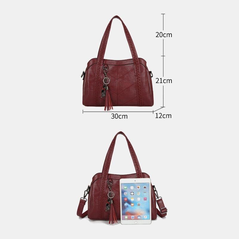 Dame Med Flere Lommer Flere Rum Kvast Crossbody-taske Retro Stor Kapacitet Tote Skuldertaske Håndtaske