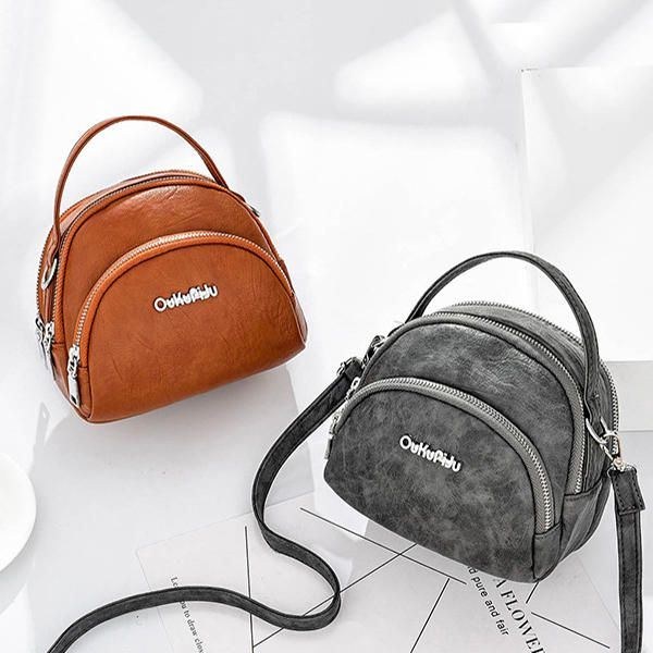 Dame Mini-telefontaske I Imiteret Læder Multi-slot Retro Crossbody-taske