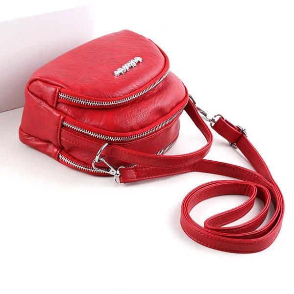 Dame Mini-telefontaske I Imiteret Læder Multi-slot Retro Crossbody-taske