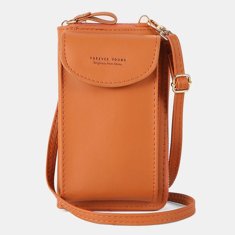 Dame Mini Vild Lang Pu Læderpung Casual 6.3 Tommer Telefontaske Skuldertaske Crossbody Taske