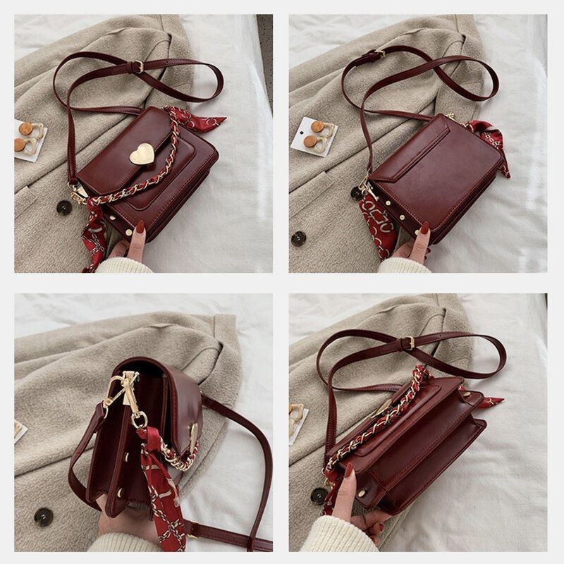 Dame Mode Bånd Lynlås Imiteret Læder Casual Crossbody Taske Skuldertaske