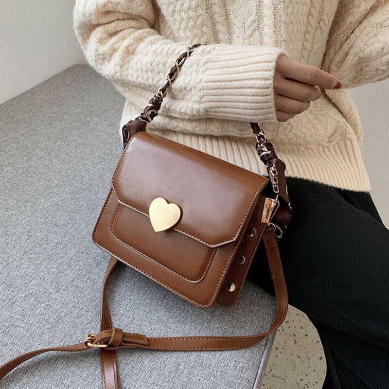 Dame Mode Bånd Lynlås Imiteret Læder Casual Crossbody Taske Skuldertaske