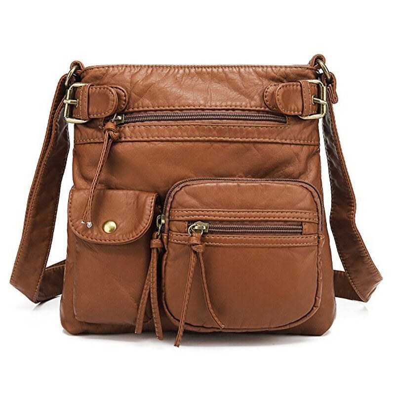 Dame Multi-pocket Casual Pu Læder Crossbody Taske