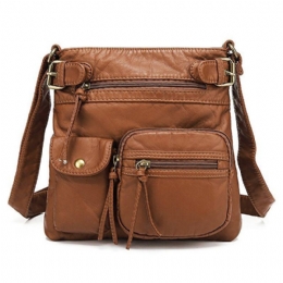 Dame Multi-pocket Casual Pu Læder Crossbody Taske