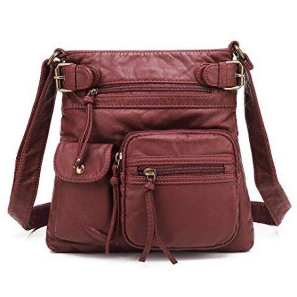 Dame Multi-pocket Casual Pu Læder Crossbody Taske