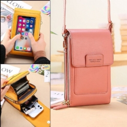 Dame Multi-slots Flap Magnetisk Knapsøm Detalje Crossbody-taske Multi-lommer Touch-skærm På Bagsiden 7 Tommer Telefontaske