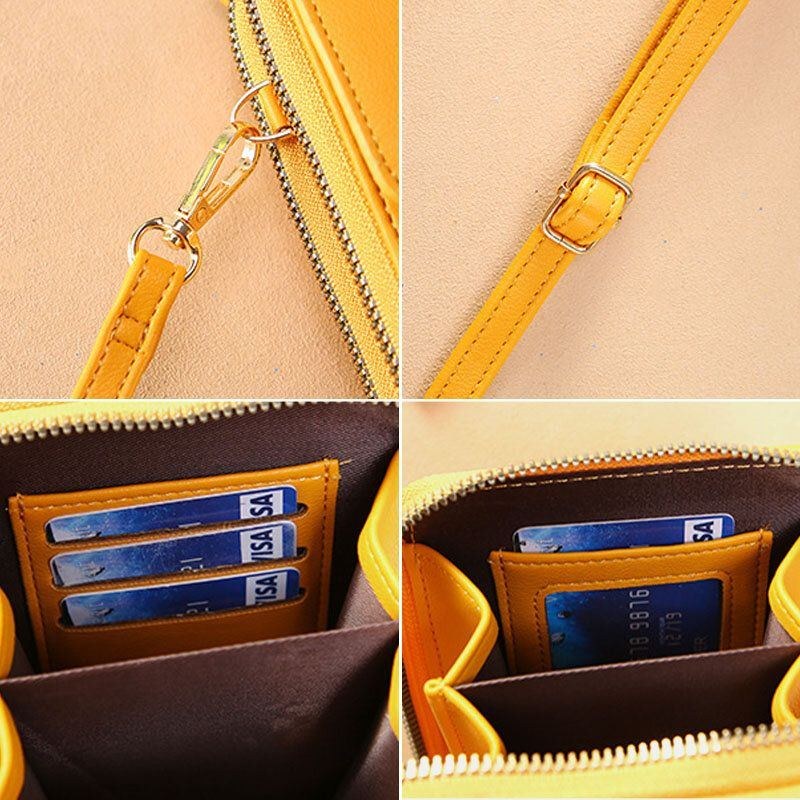 Dame Multi-slots Flap Magnetisk Knapsøm Detalje Crossbody-taske Multi-lommer Touch-skærm På Bagsiden 7 Tommer Telefontaske