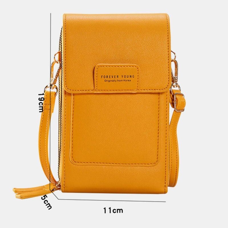 Dame Multi-slots Flap Magnetisk Knapsøm Detalje Crossbody-taske Multi-lommer Touch-skærm På Bagsiden 7 Tommer Telefontaske