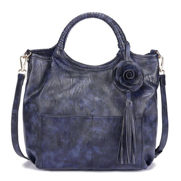 Dame National Style Retro Floral Skulder Crossbody Bag Håndtaske Med Stor Kapacitet