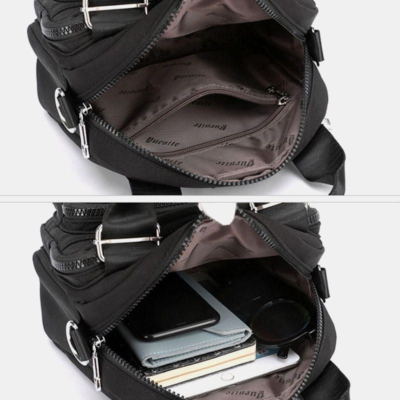 Dame Nylon Mode Broderet Crossbody Taske Skuldertaske Håndtaske