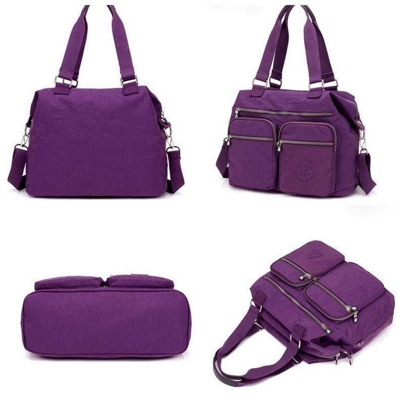 Dame Nylon Stor Kapacitet Letvægts Multi-lomme Crossbody Taske