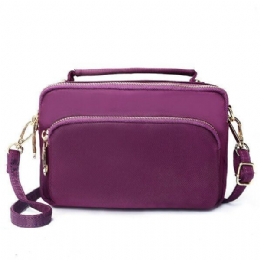 Dame Nylon Vandtæt Multi Pocket Lynlås Håndtaske Crossbody Taske