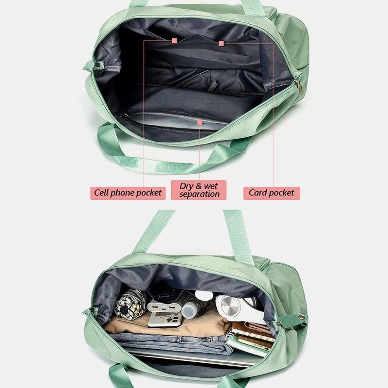 Dame Oxford Dry Wet Separation Gym Bag Skalerbar Foldbar Design Crossbody Taske Stor Kapacitet Fast Rem Vandtæt Bærbar Rejsetaske