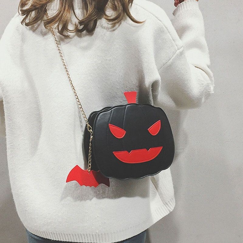 Dame Patchwork-kæder Halloween-græskartaske Crossbody-taske