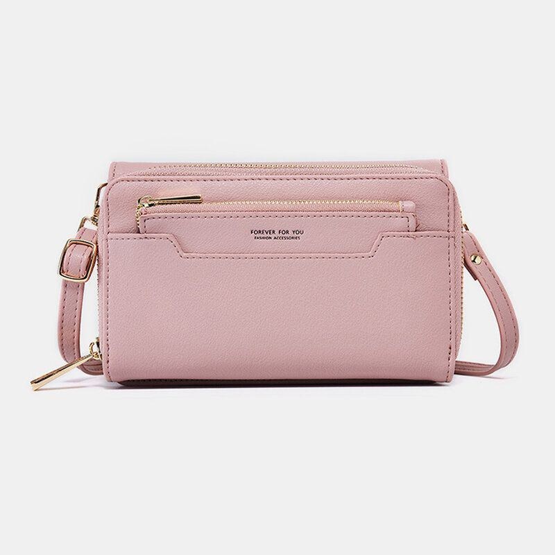 Dame Pu 6.3 Tommer Telefon Solid Crossbody Taske Telefontaske Tegnebog