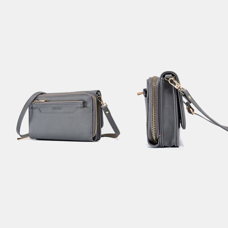 Dame Pu 6.3 Tommer Telefon Solid Crossbody Taske Telefontaske Tegnebog