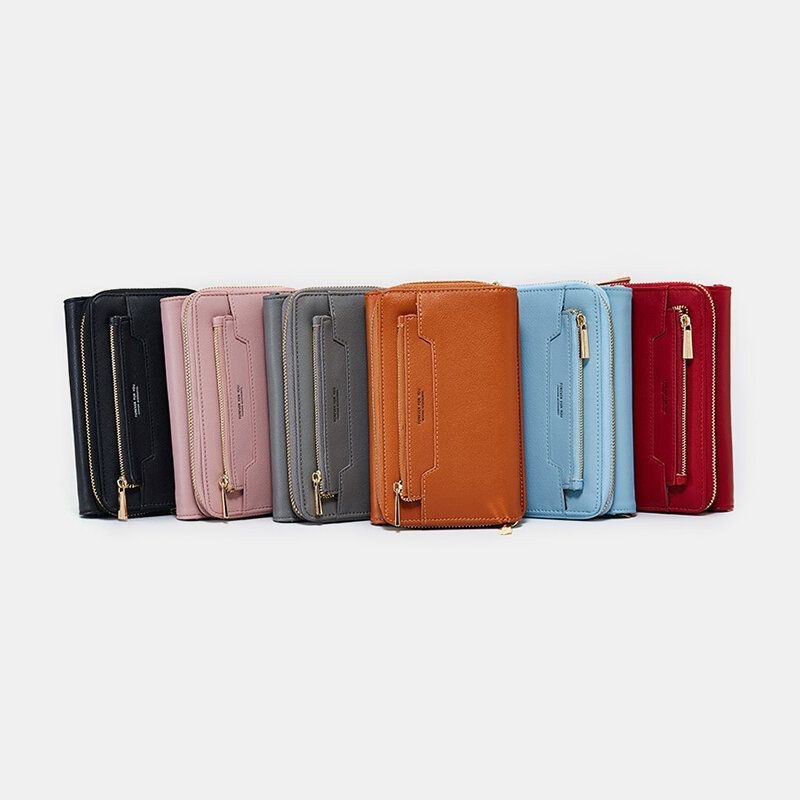 Dame Pu 6.3 Tommer Telefon Solid Crossbody Taske Telefontaske Tegnebog