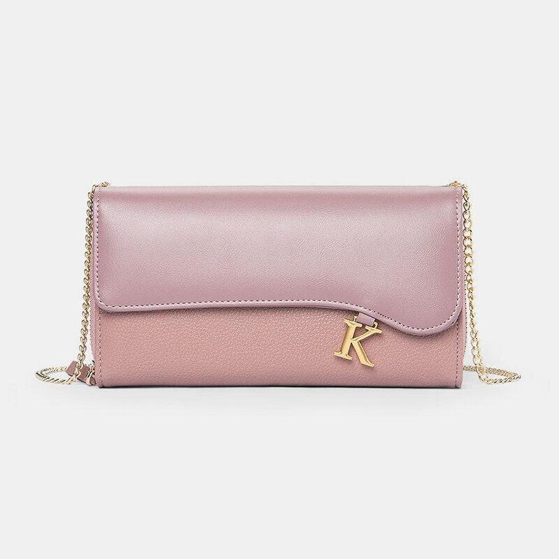 Dame Pu-kæder 6.3 Tommer Telefon Solid Letter Crossbody-taske