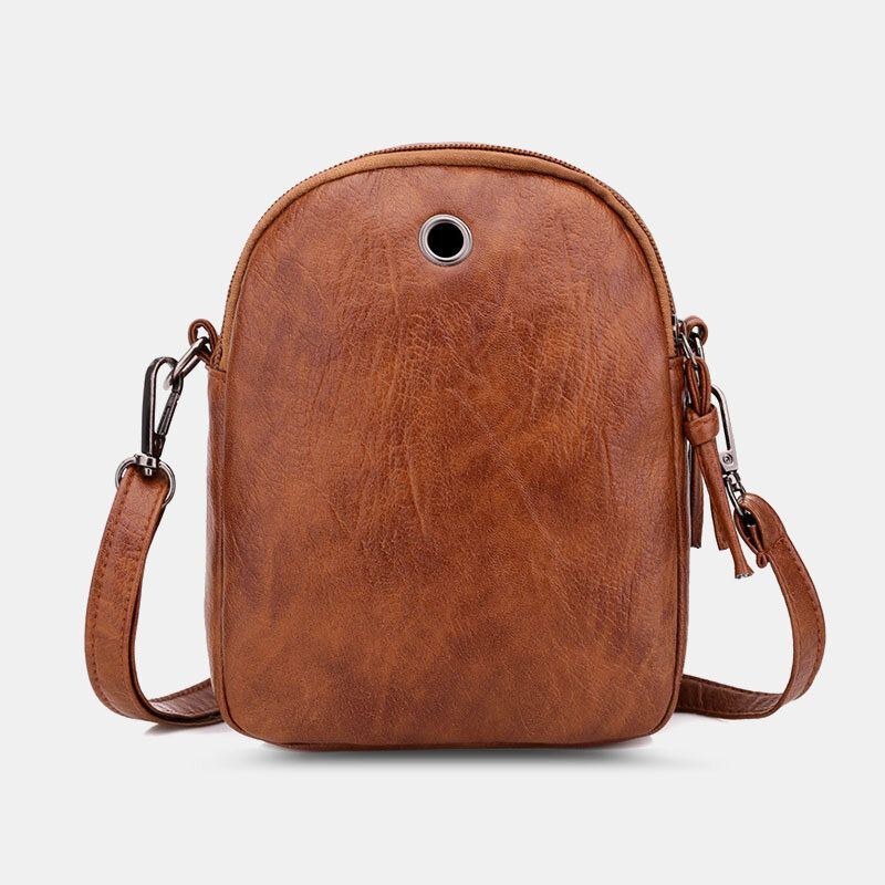 Dame Pu-læder Argyle-mønster Hul Til Øretelefoner Casual 6.3 Tommer Telefontaske Crossbody-tasker Skuldertaske