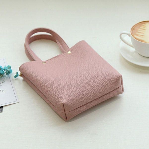 Dame Pu Læder Candy Color Lille Håndtaske Telefontaske Skuldertaske Crossbody Taske