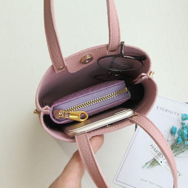 Dame Pu Læder Candy Color Lille Håndtaske Telefontaske Skuldertaske Crossbody Taske