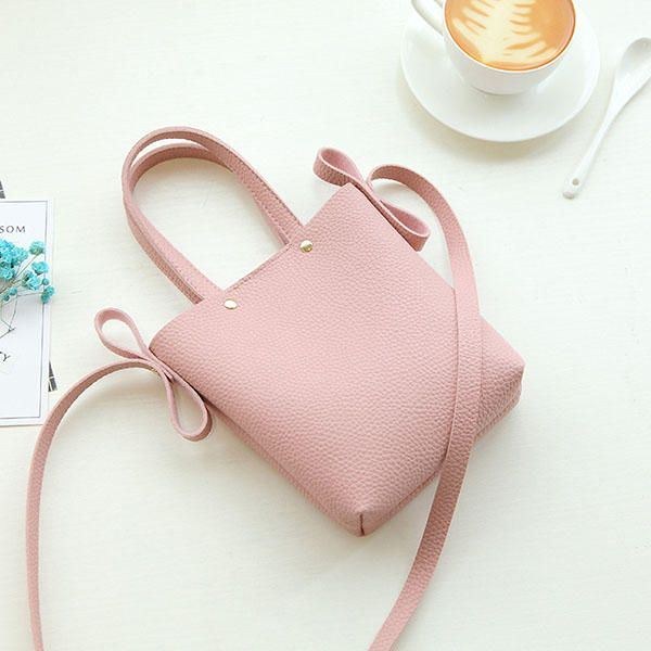 Dame Pu Læder Candy Color Lille Håndtaske Telefontaske Skuldertaske Crossbody Taske